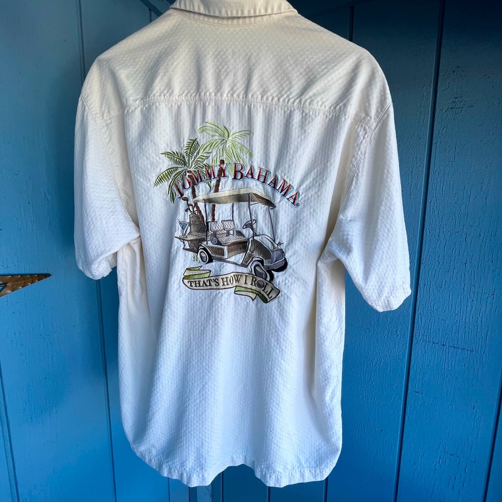 Tommy Bahama Silk Golf Embroidered Button Up Shirt